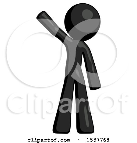 Black Design Mascot Man Waving Emphatically with Right Arm by Leo Blanchette