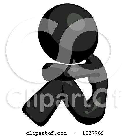 Black Design Mascot Woman Sitting with Head down Facing Sideways Left by Leo Blanchette