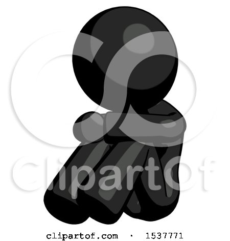 Black Design Mascot Woman Sitting with Head down Facing Angle Left by Leo Blanchette