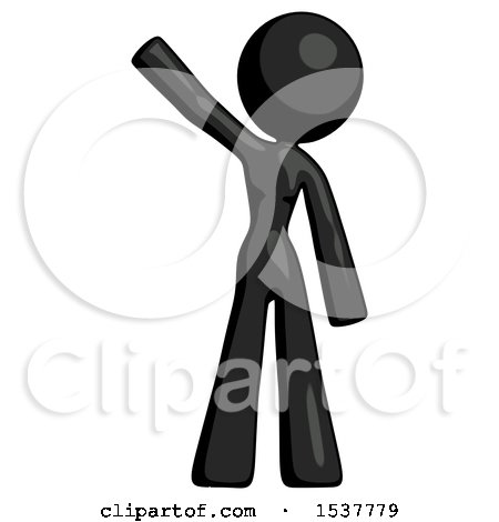 Black Design Mascot Woman Waving Emphatically with Right Arm by Leo Blanchette