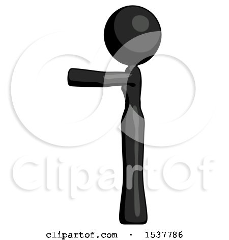 Black Design Mascot Woman Pointing Left by Leo Blanchette