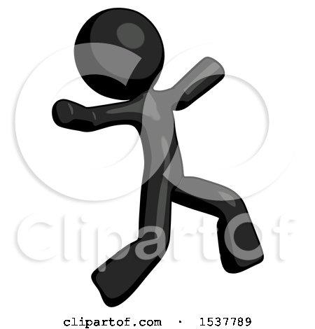 Black Design Mascot Man Running Away in Hysterical Panic Direction Right by Leo Blanchette