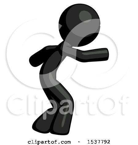 Black Design Mascot Man Sneaking While Reaching for Something by Leo Blanchette