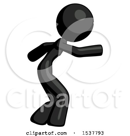 Black Design Mascot Woman Sneaking While Reaching for Something by Leo Blanchette