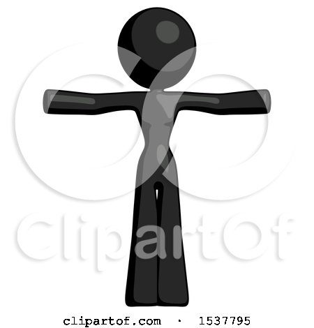 Black Design Mascot Woman T-Pose Arms up Standing by Leo Blanchette