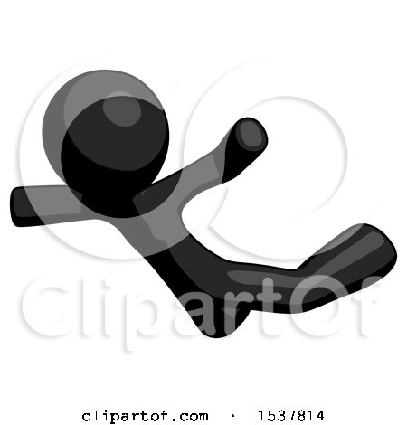Black Design Mascot Man Skydiving or Falling to Death by Leo Blanchette