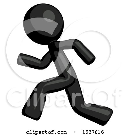 Black Design Mascot Man Running Fast Left by Leo Blanchette
