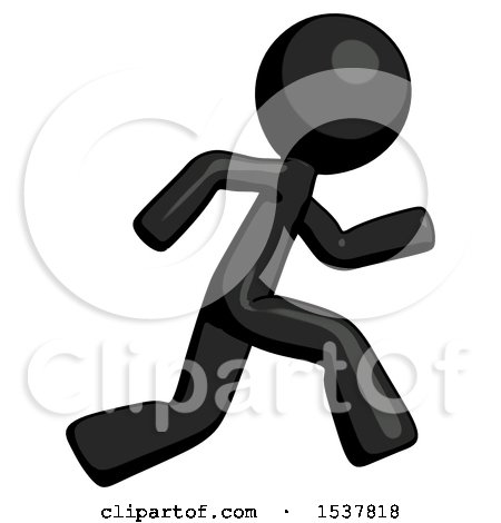 Black Design Mascot Man Running Fast Right by Leo Blanchette