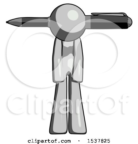 Gray Design Mascot Woman Pen Stuck Through Head by Leo Blanchette