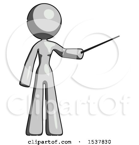 Gray Design Mascot Woman Teacher or Conductor with Stick or Baton Directing by Leo Blanchette