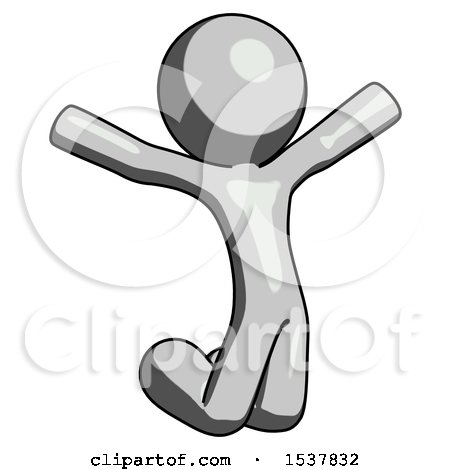 Gray Design Mascot Man Jumping or Kneeling with Gladness by Leo Blanchette