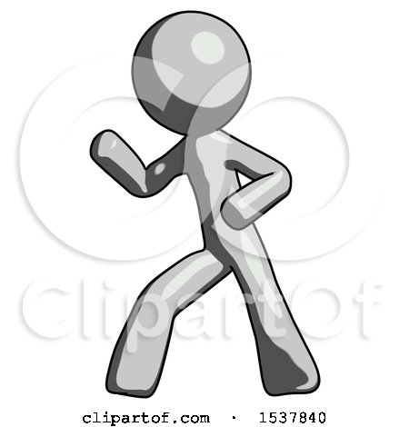 Gray Design Mascot Man Martial Arts Defense Pose Left by Leo Blanchette
