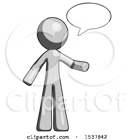 Gray Design Mascot Man with Word Bubble Talking Chat Icon by Leo Blanchette