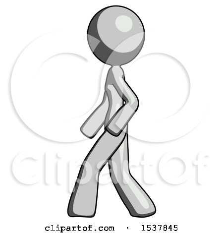 Gray Design Mascot Woman Walking Left Side View by Leo Blanchette
