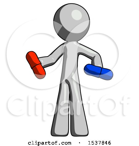 Gray Design Mascot Man Red Pill or Blue Pill Concept by Leo Blanchette