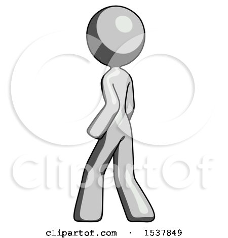 Gray Design Mascot Woman Walking Away Direction Left View by Leo Blanchette