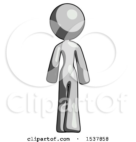 Gray Design Mascot Woman Walking Away, Back View by Leo Blanchette