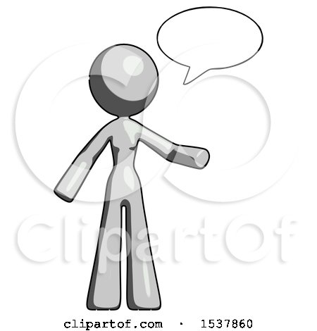 Gray Design Mascot Woman with Word Bubble Talking Chat Icon by Leo Blanchette