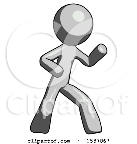 Gray Design Mascot Man Martial Arts Defense Pose Right by Leo Blanchette