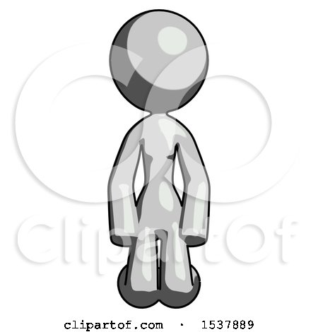 Gray Design Mascot Woman Kneeling Front Pose by Leo Blanchette