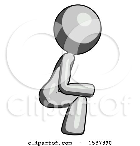 Gray Design Mascot Woman Squatting Facing Right by Leo Blanchette