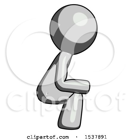 Gray Design Mascot Man Squatting Facing Right by Leo Blanchette