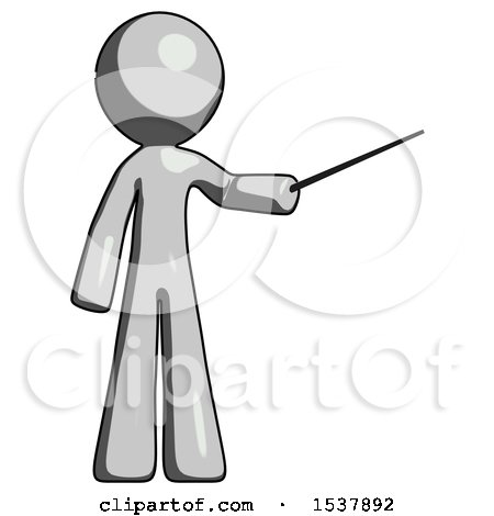 Gray Design Mascot Man Teacher or Conductor with Stick or Baton Directing by Leo Blanchette