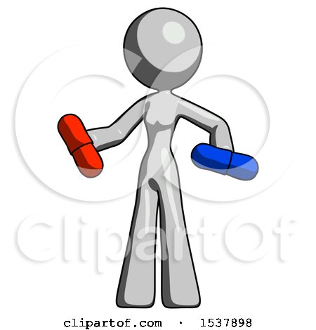 Gray Design Mascot Woman Red Pill or Blue Pill Concept by Leo Blanchette