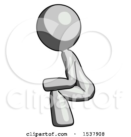 Gray Design Mascot Woman Squatting Facing Left by Leo Blanchette