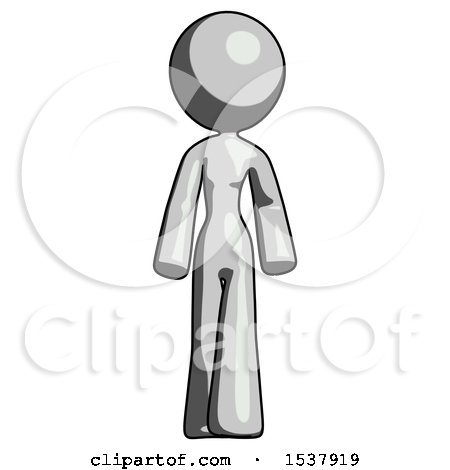 Gray Design Mascot Woman Walking Front View by Leo Blanchette
