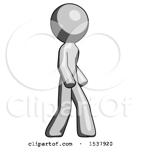 Gray Design Mascot Man Walking Turned Right Front View by Leo Blanchette