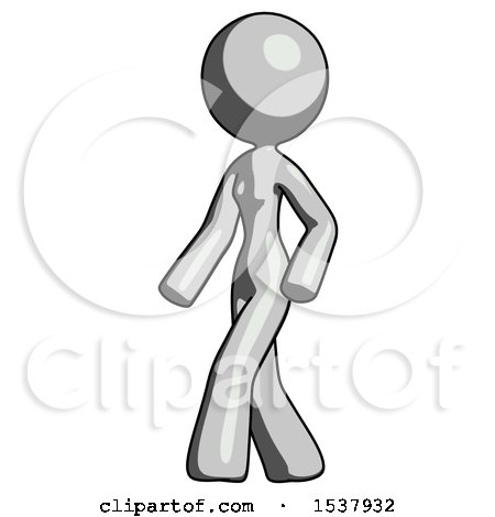 Gray Design Mascot Woman Man Walking Turned Left Front View by Leo Blanchette