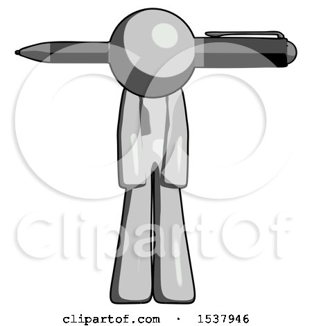 Gray Design Mascot Man Head Impaled with Pen by Leo Blanchette
