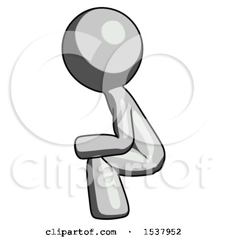 Gray Design Mascot Man Squatting Facing Left by Leo Blanchette