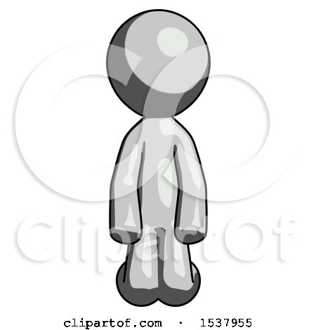 Gray Design Mascot Man Kneeling Front Pose by Leo Blanchette