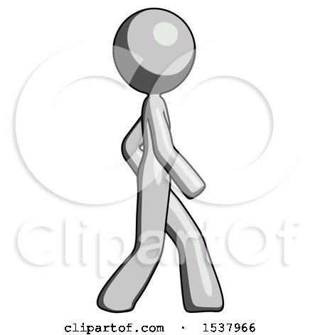 Gray Design Mascot Woman Walking Right Side View by Leo Blanchette
