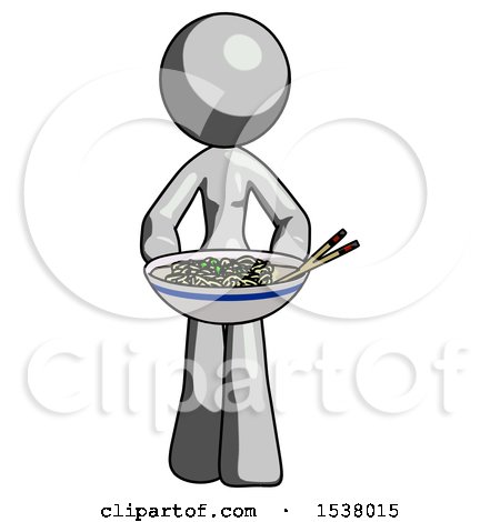 Gray Design Mascot Woman Serving or Presenting Noodles by Leo Blanchette