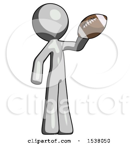 Gray Design Mascot Man Holding Football up by Leo Blanchette