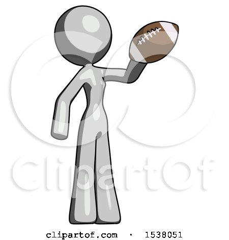 Gray Design Mascot Woman Holding Football up by Leo Blanchette