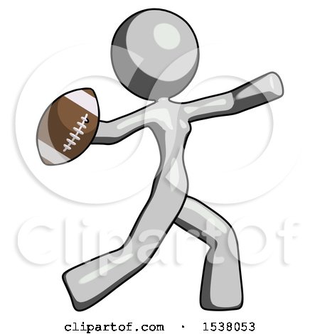 Gray Design Mascot Woman Throwing Football by Leo Blanchette
