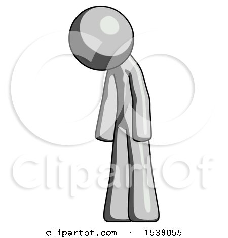 Gray Design Mascot Man Depressed with Head down Turned Left by Leo Blanchette