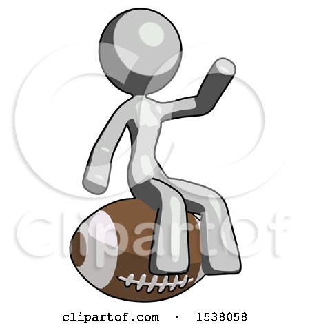 Gray Design Mascot Woman Sitting on Giant Football by Leo Blanchette