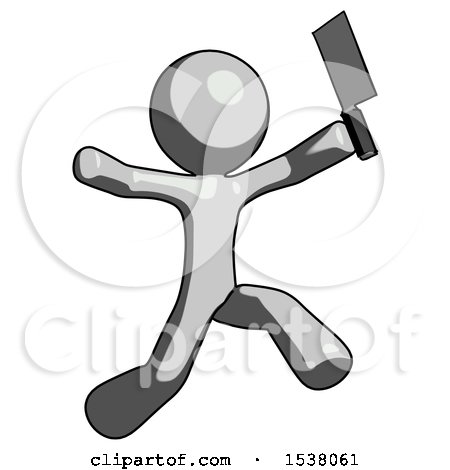 Gray Design Mascot Man Psycho Running with Meat Cleaver by Leo Blanchette