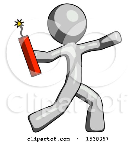 Gray Design Mascot Man Throwing Dynamite by Leo Blanchette
