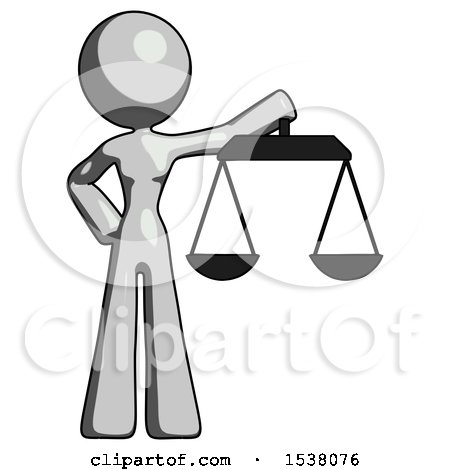 Gray Design Mascot Woman Holding Scales of Justice by Leo Blanchette