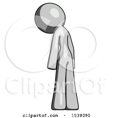 Gray Design Mascot Woman Depressed with Head Down, Back to Viewer, Left by Leo Blanchette