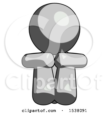 Gray Design Mascot Man Sitting with Head down Facing Forward by Leo Blanchette