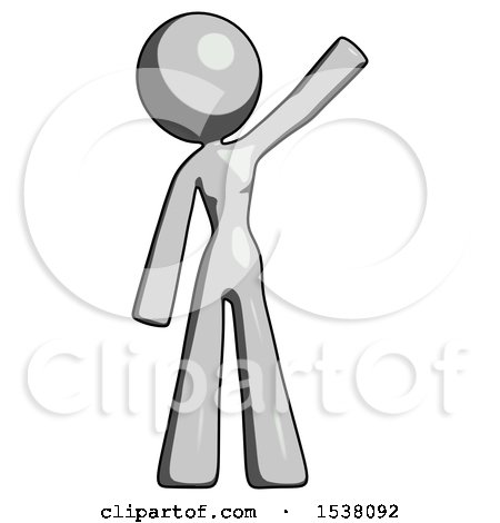 Gray Design Mascot Woman Waving Emphatically with Left Arm by Leo Blanchette