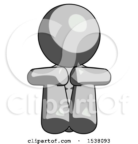 Gray Design Mascot Woman Sitting with Head down Facing Forward by Leo Blanchette