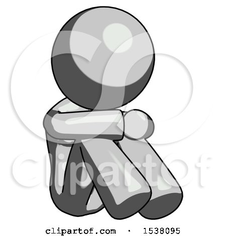Gray Design Mascot Woman Sitting with Head down Facing Angle Right by Leo Blanchette